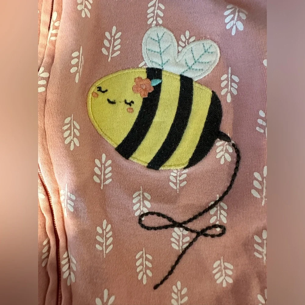 Carter’s Baby Girl Pink Bumble Bee Footie Onesie Size 3M